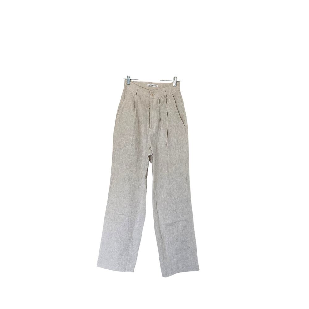 Reformation Beige Linen High Waisted Trousers NWOT Size 0